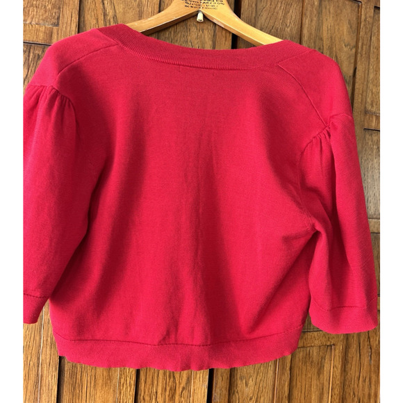Ralph Lauren Chaps Cardigan Women SZ L Open NEW 3/4 Sleeve Yacht Red Cropped NWT - Picture 2 of 8
